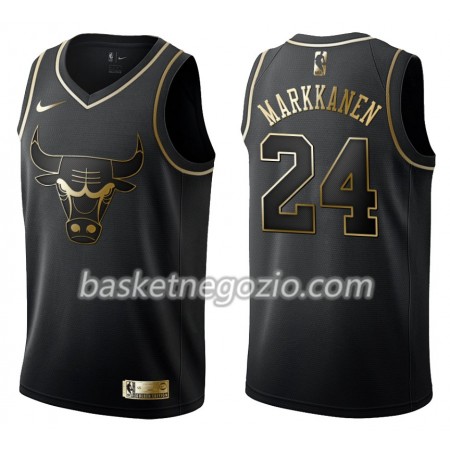 Canotte Uomo Chicago Bulls Lauri Markkanen 24 Nike Nero Golden Edition Swingman